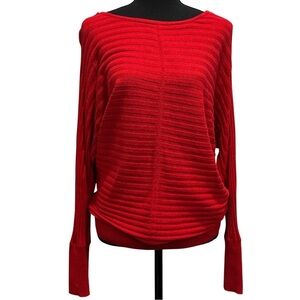 🔵 New York and Company Red Crew Neck Batwing Sweater Size Medium